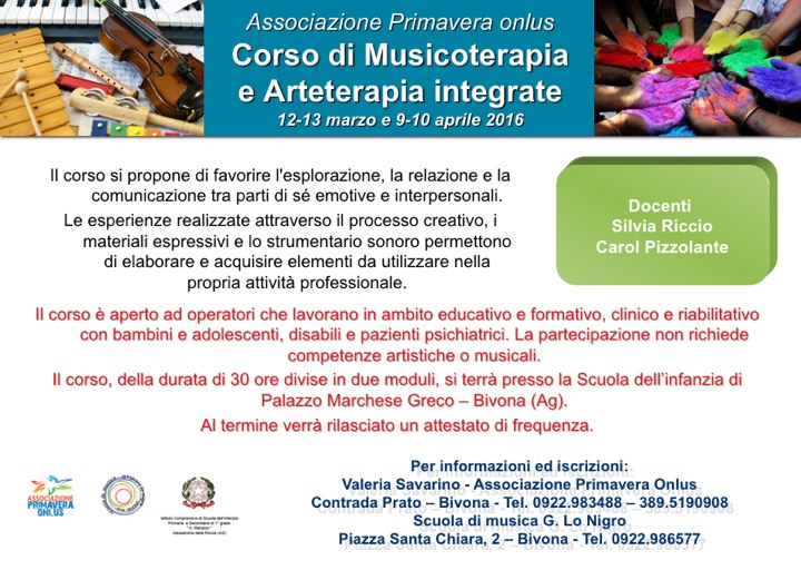 Corso di Musicoterapia e Arteterapia integrate
